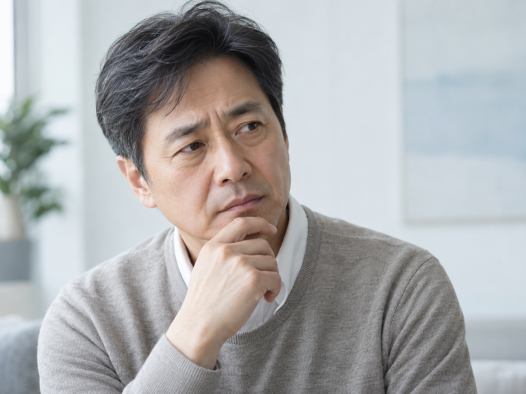 과잉진료를 걱정하며 고민하는 중년 남성